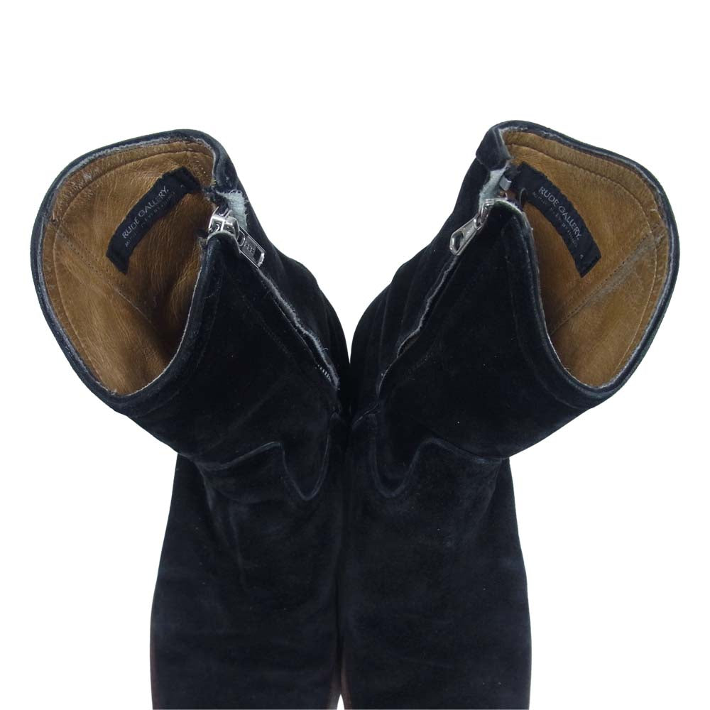 RUDE GALLERY ルードギャラリー スエード サイドジップ ブーツ ブラック系 4【中古】