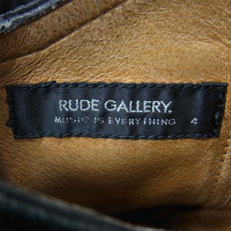 RUDE GALLERY ルードギャラリー スエード サイドジップ ブーツ ブラック系 4【中古】