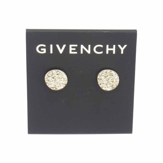 GIVENCHY ジバンシィ Pave Logo Coin Stud Earrings パヴェ ロゴ コイン スタッズ ピアス ゴールド系【美品】【中古】