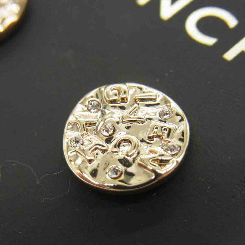 GIVENCHY ジバンシィ Pave Logo Coin Stud Earrings パヴェ ロゴ コイン スタッズ ピアス ゴールド系【美品】【中古】