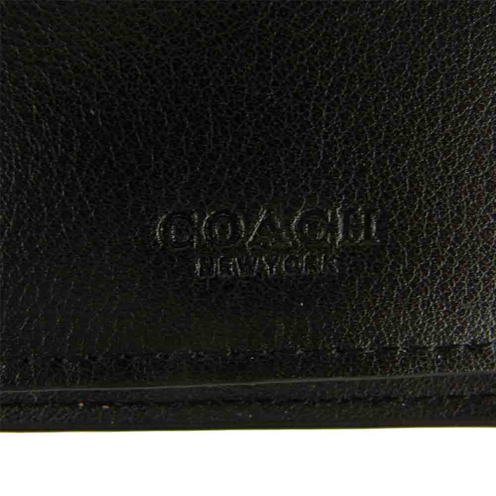 COACH コーチ F75365 シグネチャー クロスグレイン レザー スリム ブレスト ポケット ウォレット 長財布 ブラック系【極上美品】【中古】