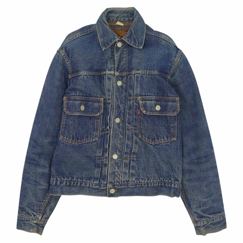 Levi's リーバイス ヴィンテージ 50s 517XX 革パッチ ブランケット 刻印無し 帯下シングル フラップ裏ライトオンス デニム ジャケット ブルー系【中古】