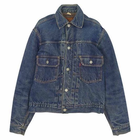 Levi's リーバイス ヴィンテージ 50s 517XX 革パッチ ブランケット 刻印無し 帯下シングル フラップ裏ライトオンス デニム ジャケット ブルー系【中古】