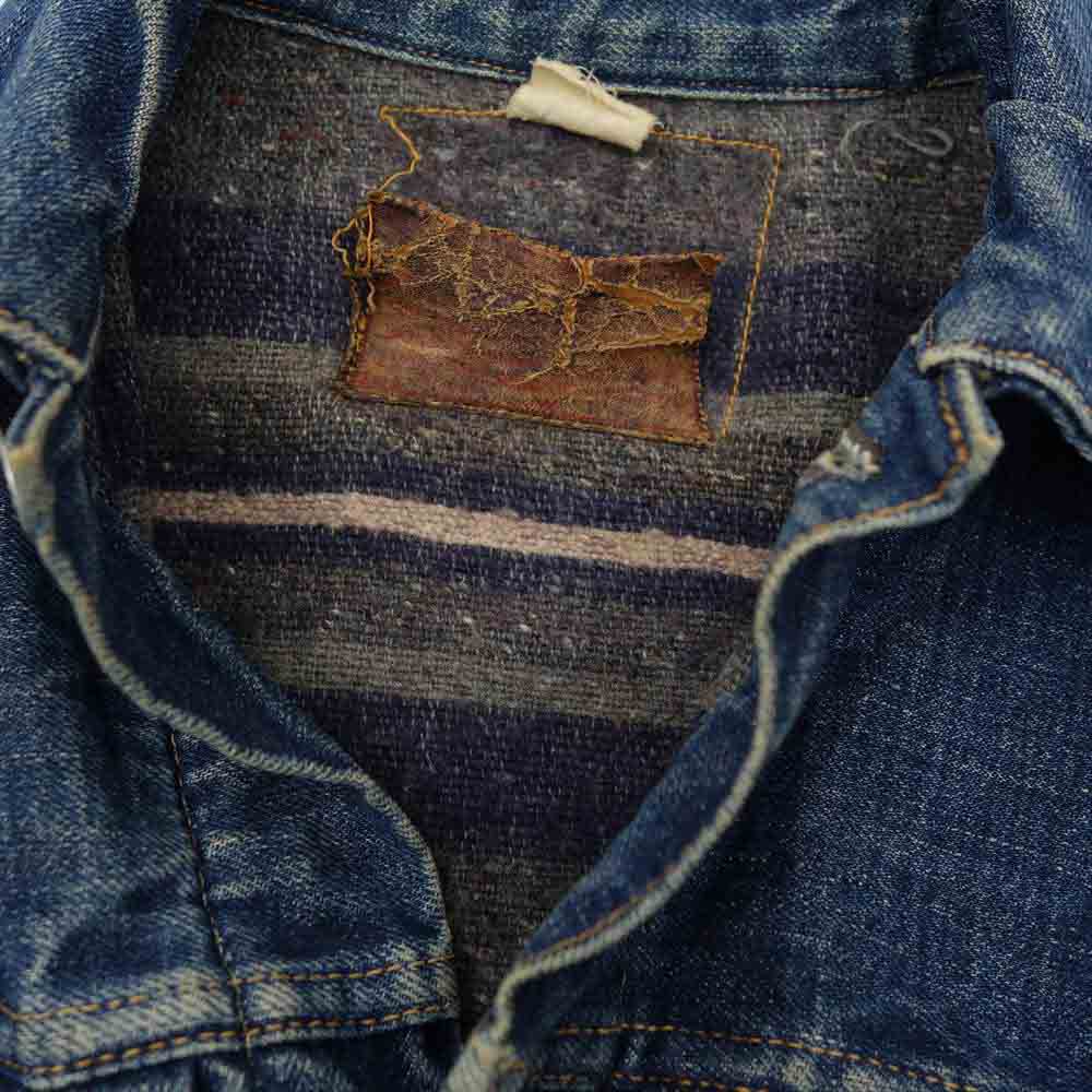 Levi's リーバイス ヴィンテージ 50s 517XX 革パッチ ブランケット 刻印無し 帯下シングル フラップ裏ライトオンス デニム ジャケット ブルー系【中古】