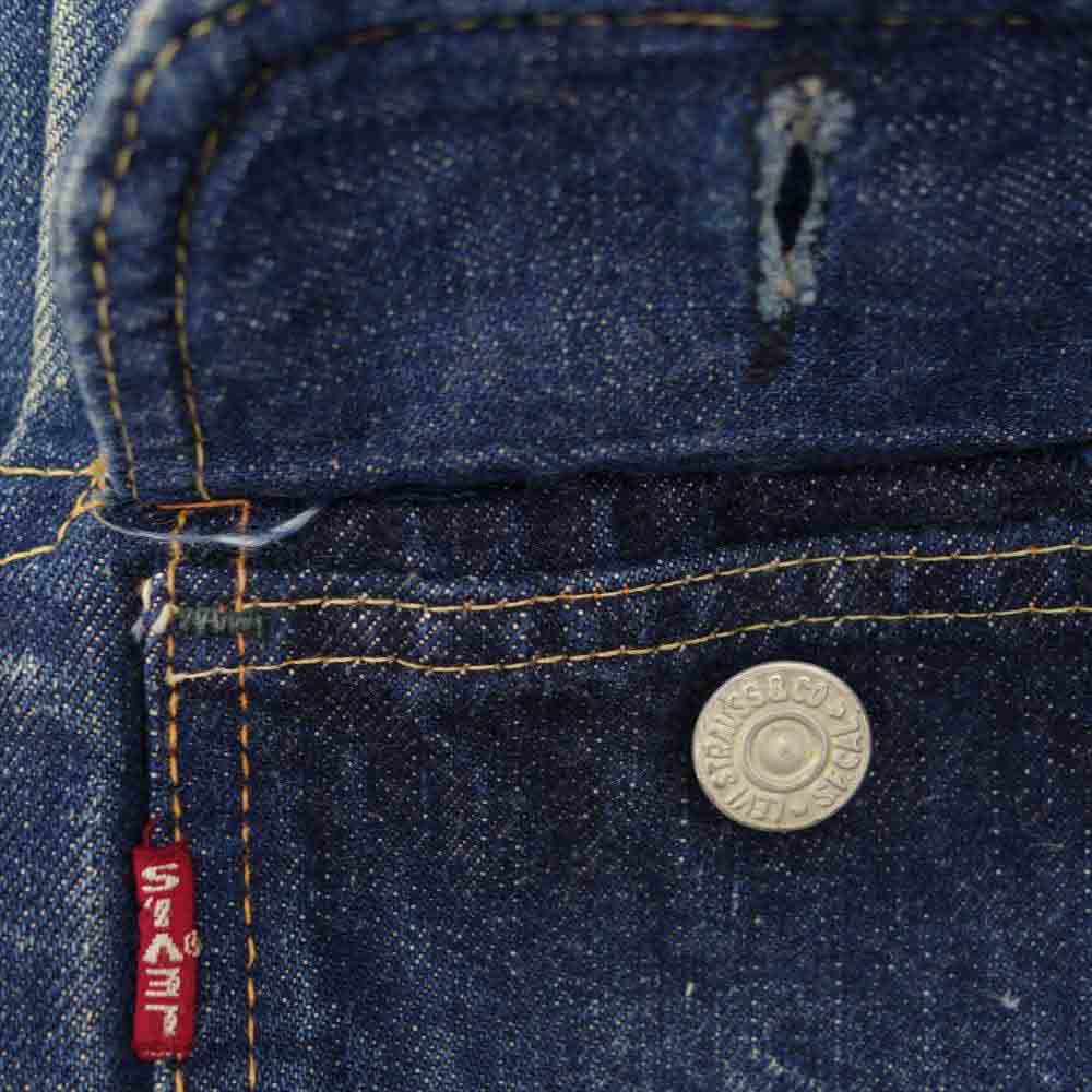 Levi's リーバイス ヴィンテージ 50s 517XX 革パッチ ブランケット 刻印無し 帯下シングル フラップ裏ライトオンス デニム ジャケット ブルー系【中古】