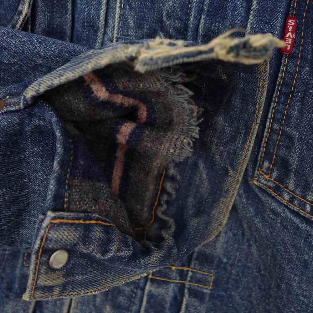 Levi's リーバイス ヴィンテージ 50s 517XX 革パッチ ブランケット 刻印無し 帯下シングル フラップ裏ライトオンス デニム ジャケット ブルー系【中古】