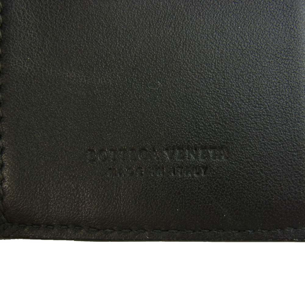 BOTTEGAVENETA ボッテガヴェネタ 550306 イントレチャート 三つ折り コンパクト レザー ウォレット ブラック系【中古】