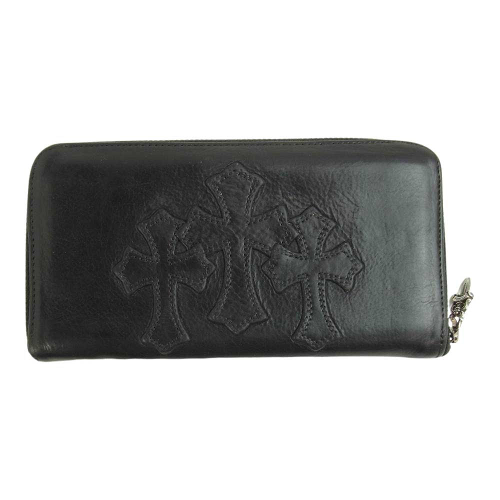 CHROME HEARTS クロムハーツ（原本有） REC F ZIP 3 セメタリー クロス レザー ウォレット ブラック系【中古】