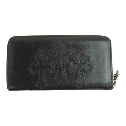 CHROME HEARTS クロムハーツ（原本有） REC F ZIP 3 セメタリー クロス レザー ウォレット ブラック系【中古】