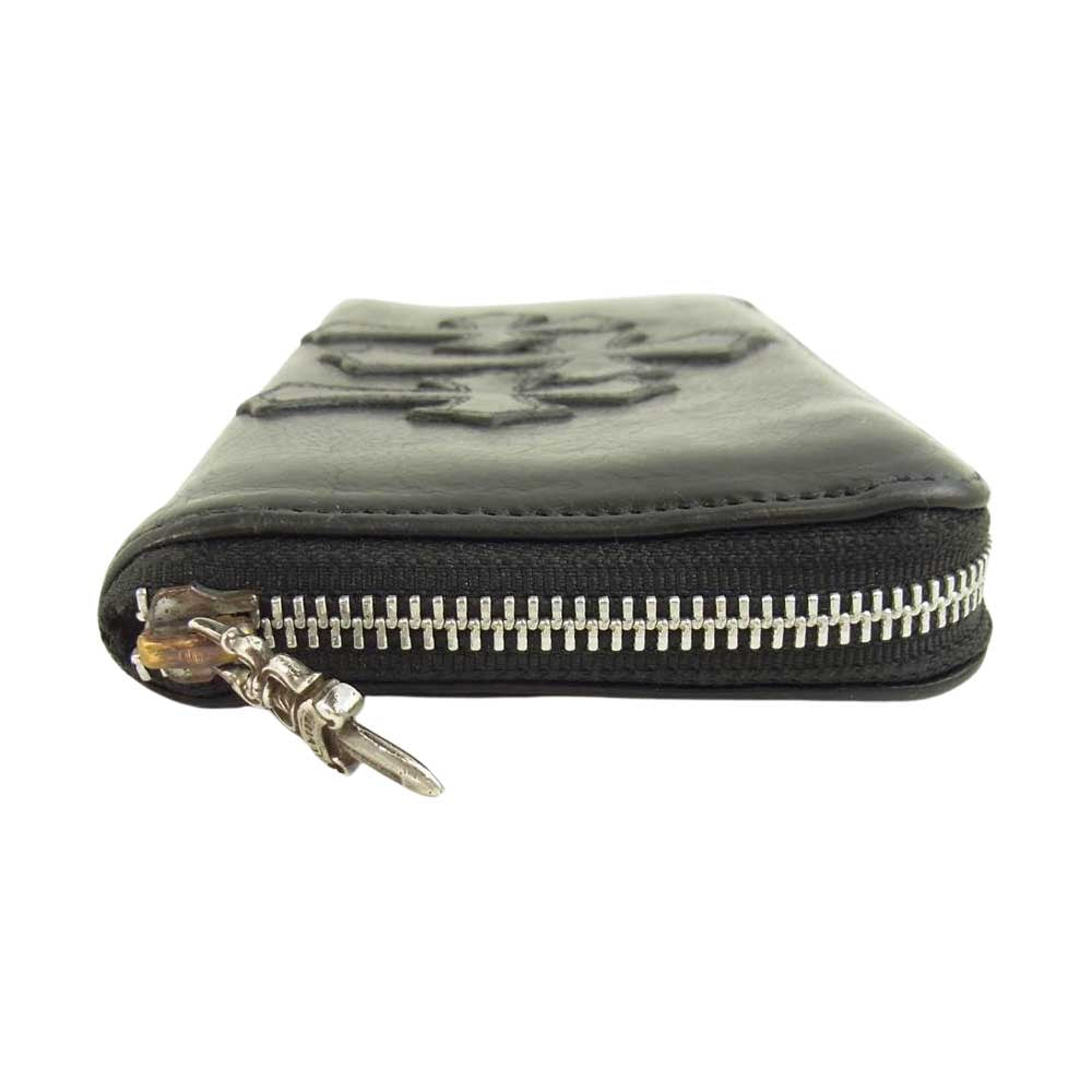 CHROME HEARTS クロムハーツ（原本有） REC F ZIP 3 セメタリー クロス レザー ウォレット ブラック系【中古】