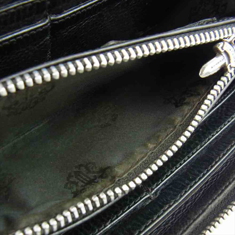 CHROME HEARTS クロムハーツ（原本有） REC F ZIP 3 セメタリー クロス レザー ウォレット ブラック系【中古】