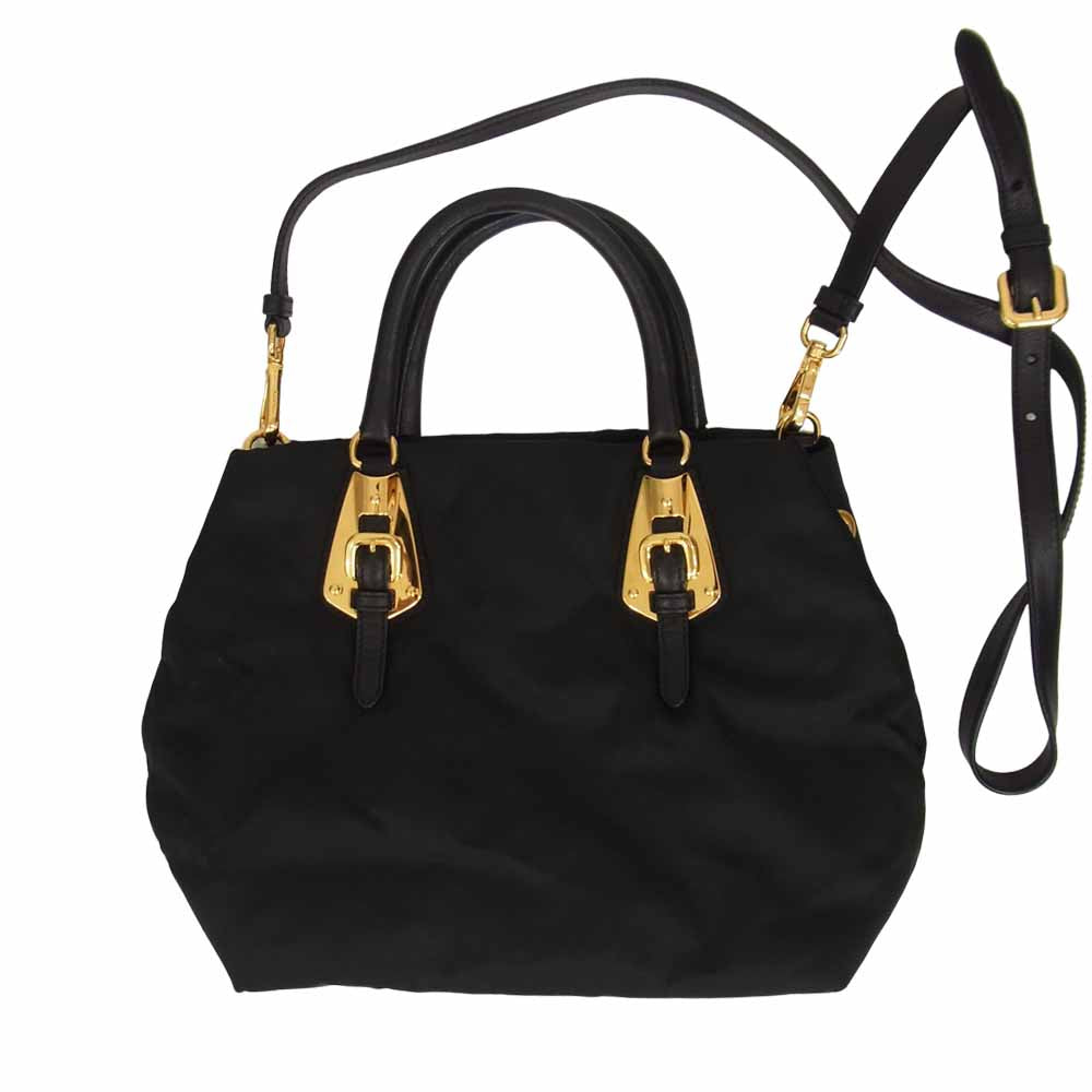 PRADA プラダ ナイロン 2WAY ショルダー バッグ ブラック系【中古】