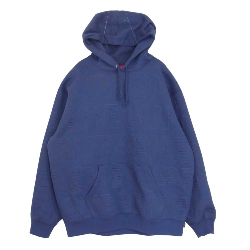 Supreme シュプリーム 21SS Embossed Logos Hooded Sweatshirt エンボス ロゴ プルオーバー ブルー系 XL【中古】