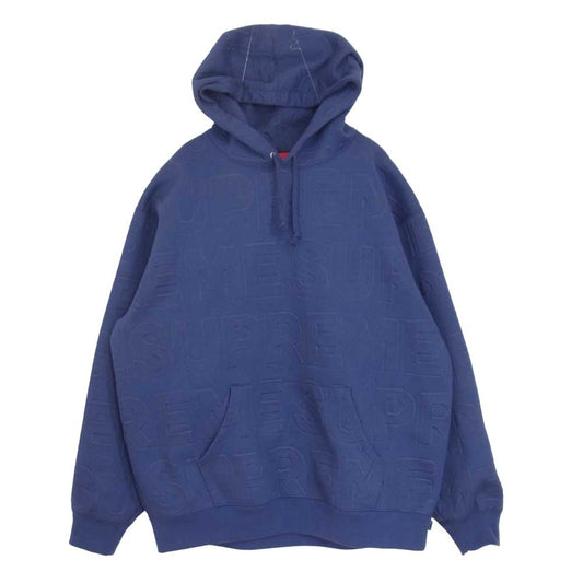 Supreme シュプリーム 21SS Embossed Logos Hooded Sweatshirt エンボス ロゴ プルオーバー ブルー系 XL【中古】