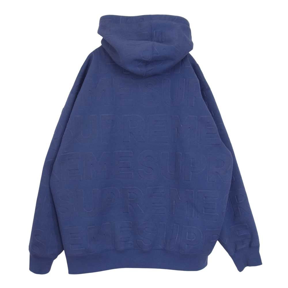 Supreme シュプリーム 21SS Embossed Logos Hooded Sweatshirt エンボス ロゴ プルオーバー ブルー系 XL【中古】