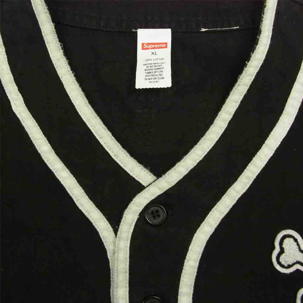 Supreme シュプリーム 21SS Patches Denim Baseball Jersey パッチ デニム ベースボールシャツ ブラック系 XL【中古】