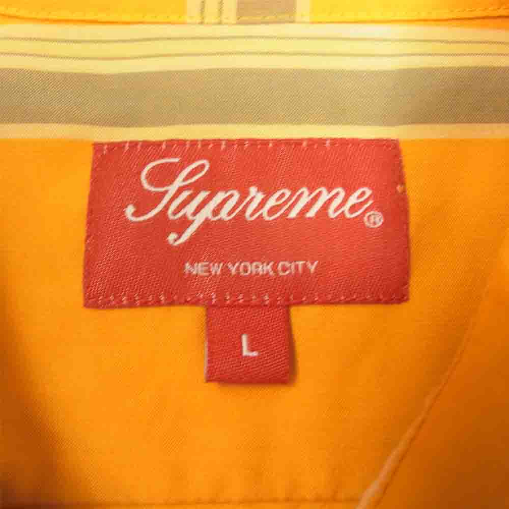 Supreme シュプリーム 21SS Lightweight Plaid S/S Shirt ライトウエイト バックロゴ刺繍 チェック 半袖 シャツ イエロー系 L【中古】