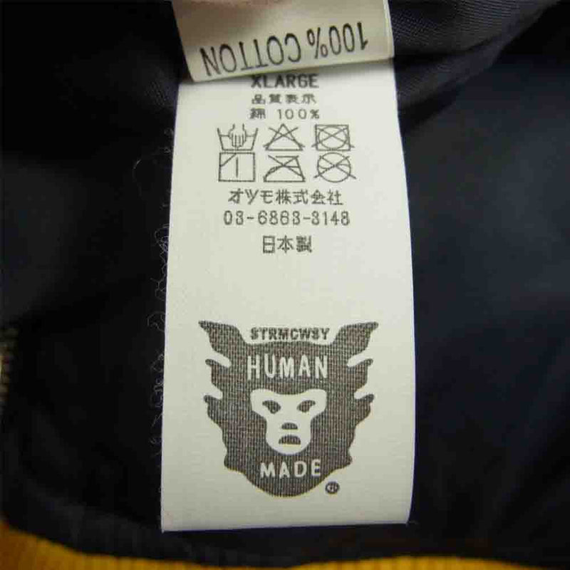HUMAN MADE ヒューマンメイド SATIN JACKET カモ 刺繍 サテン ブルゾン ジャケット ネイビー系 XL【中古】