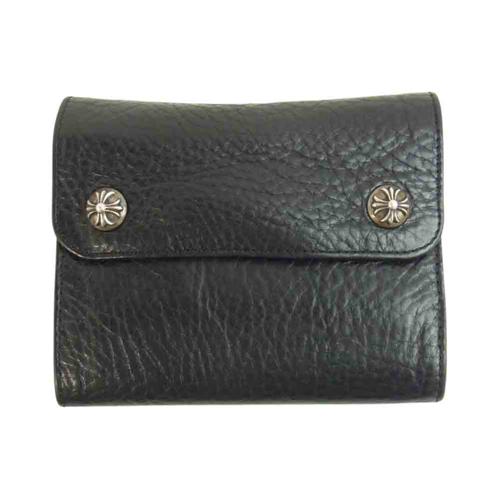 CHROME HEARTS クロムハーツ（原本有） WALLET WAVE MINI ミニ ウェーブ レザー ウォレット ブラック系【中古】