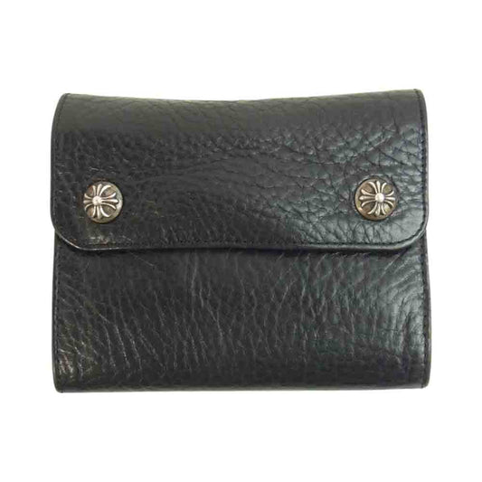 CHROME HEARTS クロムハーツ（原本有） WALLET WAVE MINI ミニ ウェーブ レザー ウォレット ブラック系【中古】
