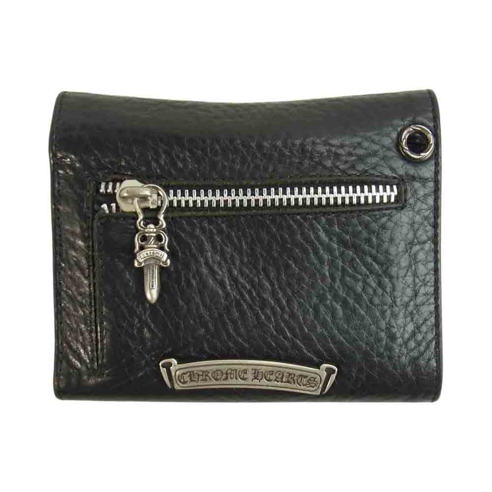 CHROME HEARTS クロムハーツ（原本有） WALLET WAVE MINI ミニ ウェーブ レザー ウォレット ブラック系【中古】