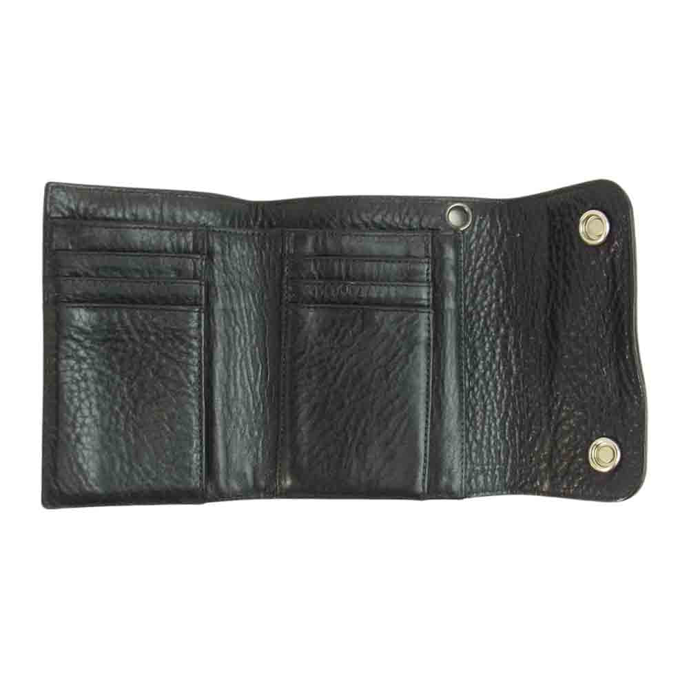 CHROME HEARTS クロムハーツ（原本有） WALLET WAVE MINI ミニ ウェーブ レザー ウォレット ブラック系【中古】