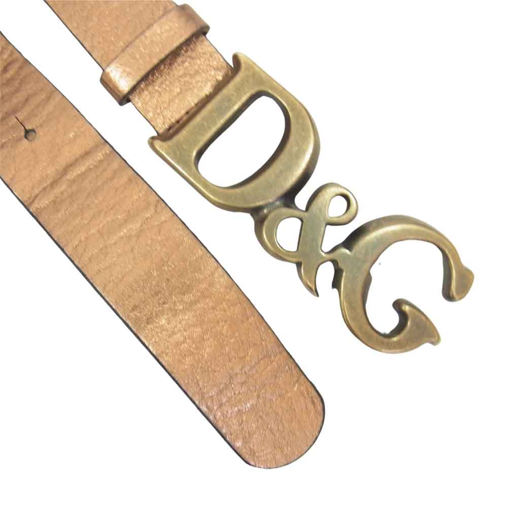 DOLCE&GABBANA ドルチェアンドガッバーナ D&G ロゴ バックル レザー ベルト ゴールド系 34【中古】