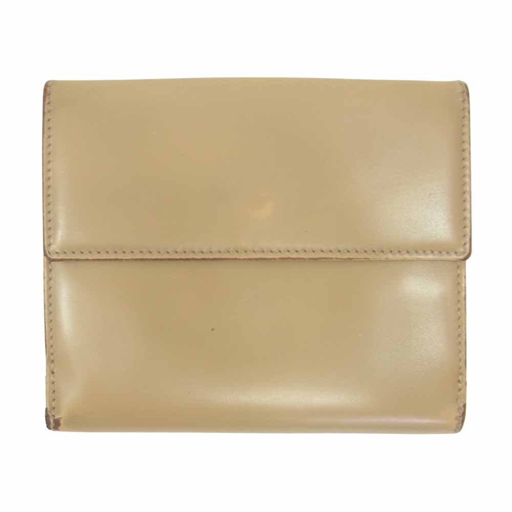 BVLGARI ブルガリ 二つ折り レザー ウォレット 財布 ベージュ系【中古】