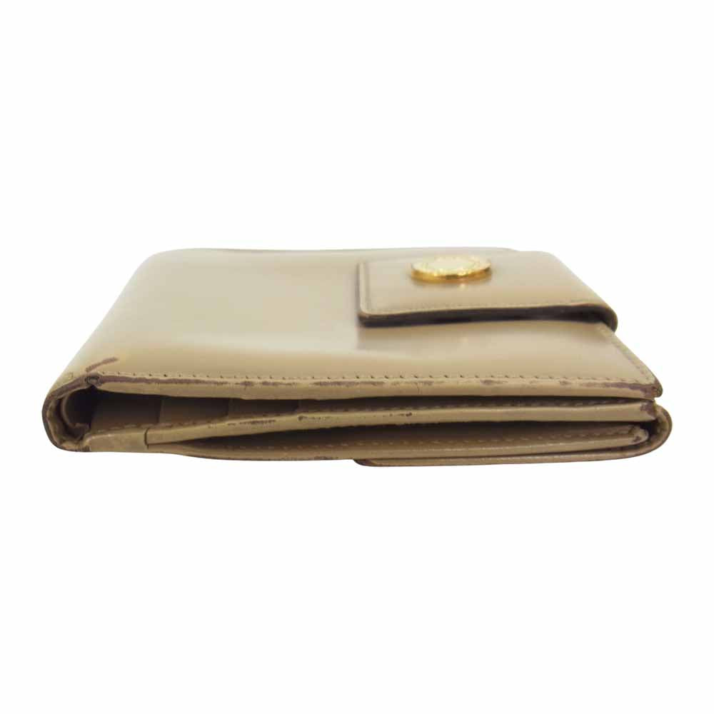 BVLGARI ブルガリ 二つ折り レザー ウォレット 財布 ベージュ系【中古】