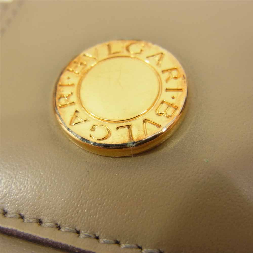 BVLGARI ブルガリ 二つ折り レザー ウォレット 財布 ベージュ系【中古】