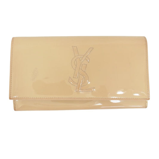 YVES SAINT LAURENT イヴサンローラン 314904 B89WJ VERNICE DIAMOND CLASSIQUE ヴェルニ ダイヤモンド クラシック YSL ロゴ ステッチ エナメル ロング ウォレット 長財布 ベージュ系【中古】