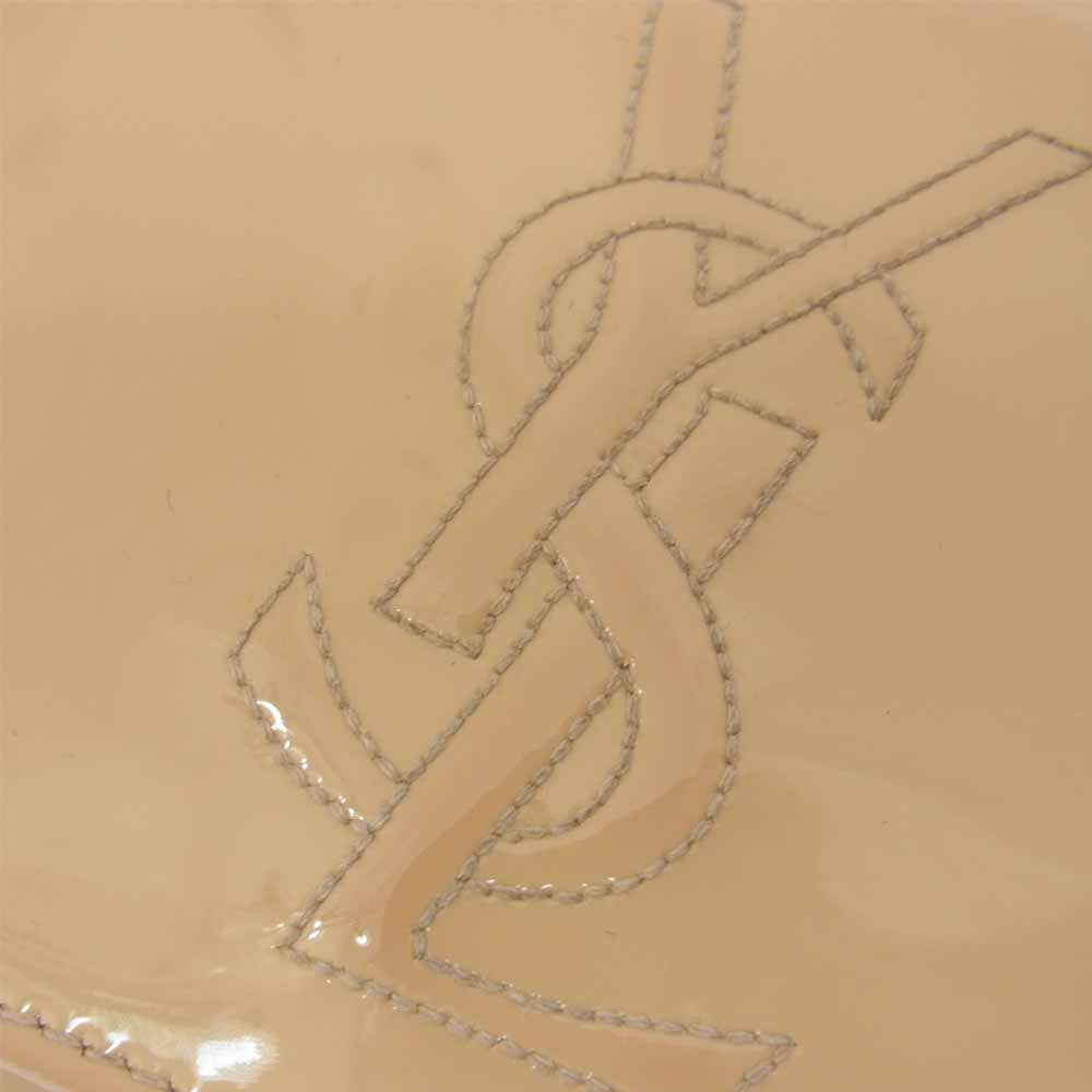YVES SAINT LAURENT イヴサンローラン 314904 B89WJ VERNICE DIAMOND CLASSIQUE ヴェルニ ダイヤモンド クラシック YSL ロゴ ステッチ エナメル ロング ウォレット 長財布 ベージュ系【中古】