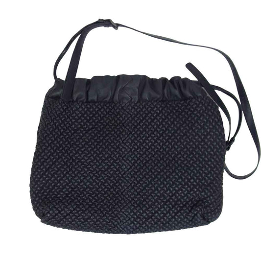 BOTTEGAVENETA ボッテガヴェネタ キルティングステッチ レザー 巾着 ショルダー バッグ ブラック系【中古】