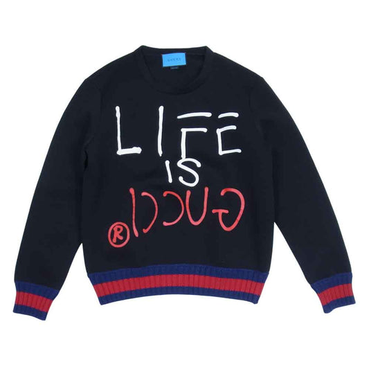 GUCCI グッチ GHOST LIFE is GUCCI プリント スウェット ブラック系 表記無し【美品】【中古】