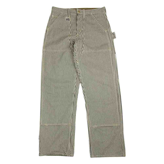 The REAL McCOY'S ザリアルマッコイズ 8HU ヒッコリー ダブルニー トラウザーズ ワーク パンツ ペインター パンツ ネイビー系 ホワイト系 30【美品】【中古】