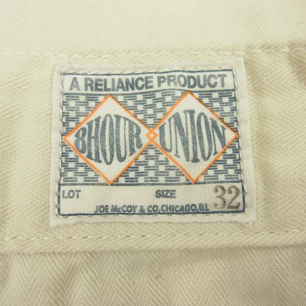 The REAL McCOY'S ザリアルマッコイズ 8HU WHITE HBT DOUBLE KNEE TROUSERS ホワイト ヘリンボーン ダブルニー トラウザーズ ワーク パンツ ホワイト系 32【中古】