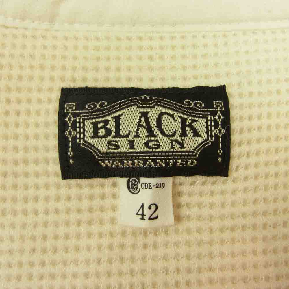 BLACK SIGN ブラックサイン ヘンリーネック サーマル 長袖 Tシャツ カットソー  ホワイト系 42【中古】