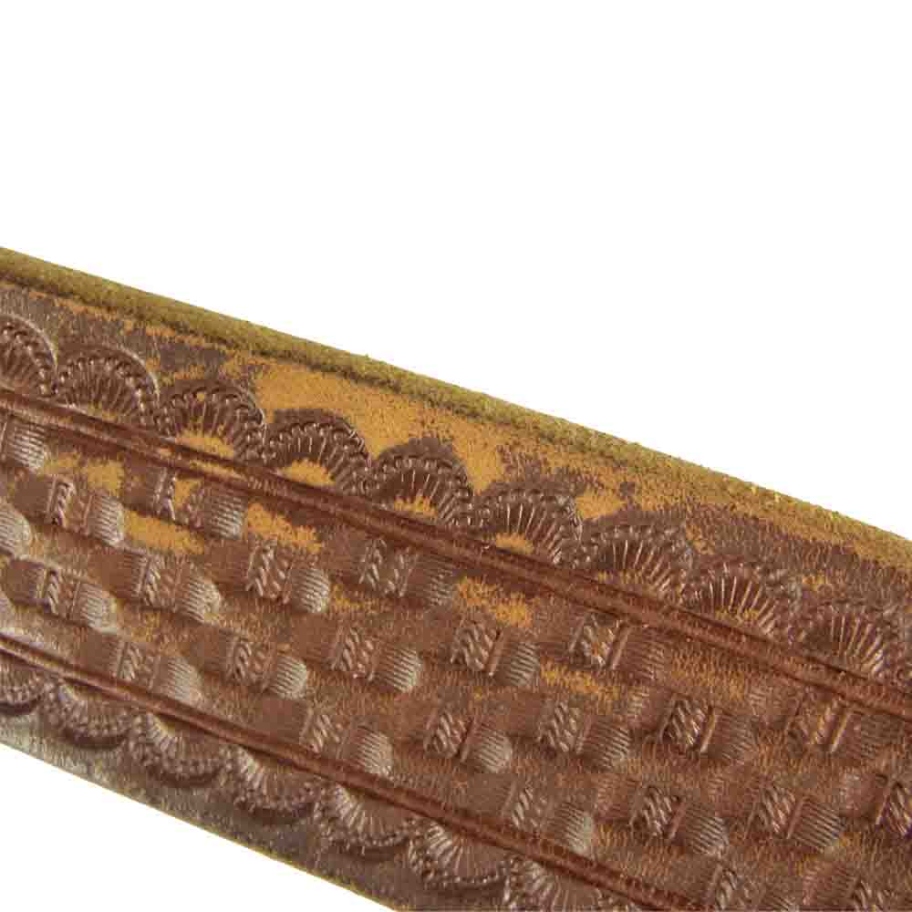 LANGLITZ LEATHERS ラングリッツレザーズ × AE ネルソン Basketwave 型押し レザー ベルト ブラウン系 36【中古】
