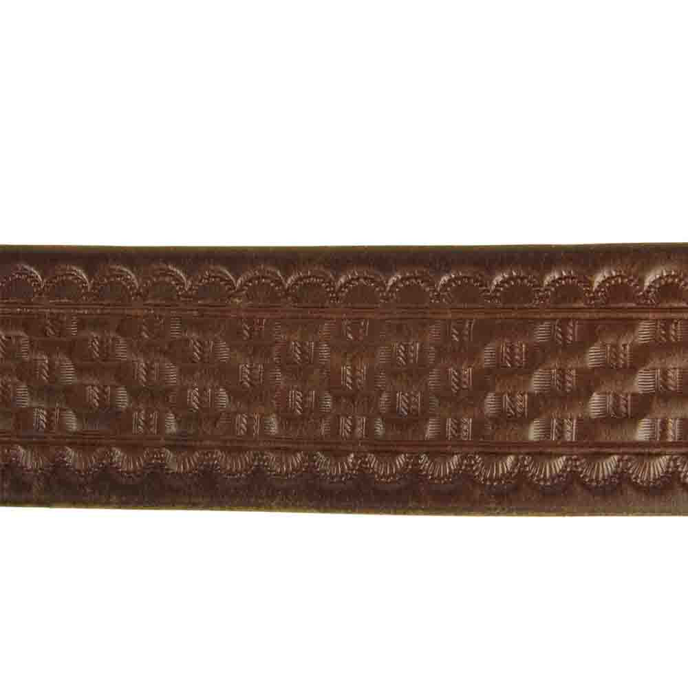 LANGLITZ LEATHERS ラングリッツレザーズ × AE ネルソン Basketwave 型押し レザー ベルト ブラウン系 36【中古】