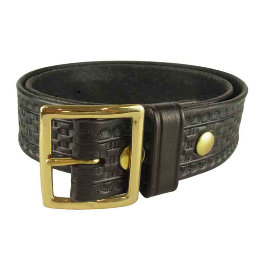 LANGLITZ LEATHERS ラングリッツレザーズ × AE ネルソン Basketwave 型押し レザー ベルト ブラック ブラック系 36【中古】