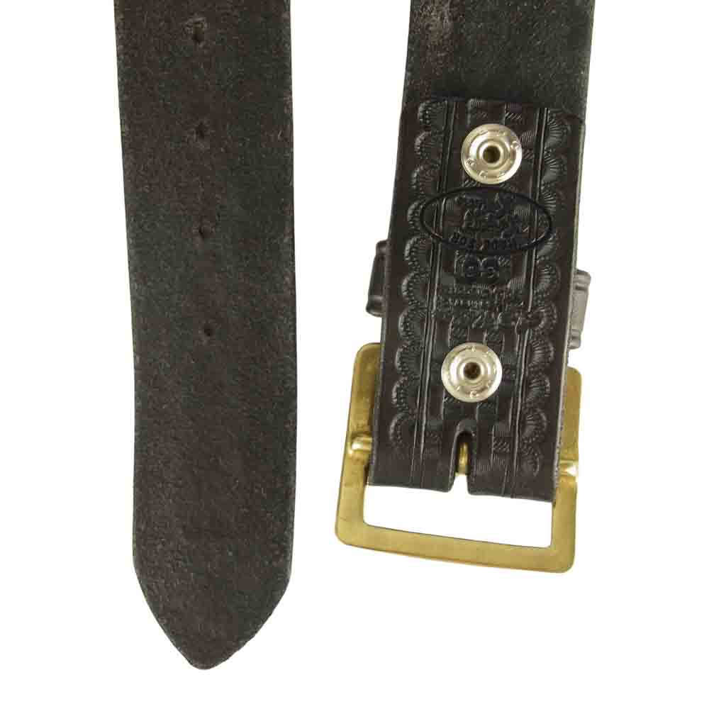 LANGLITZ LEATHERS ラングリッツレザーズ × AE ネルソン Basketwave 型押し レザー ベルト ブラック ブラック系 36【中古】