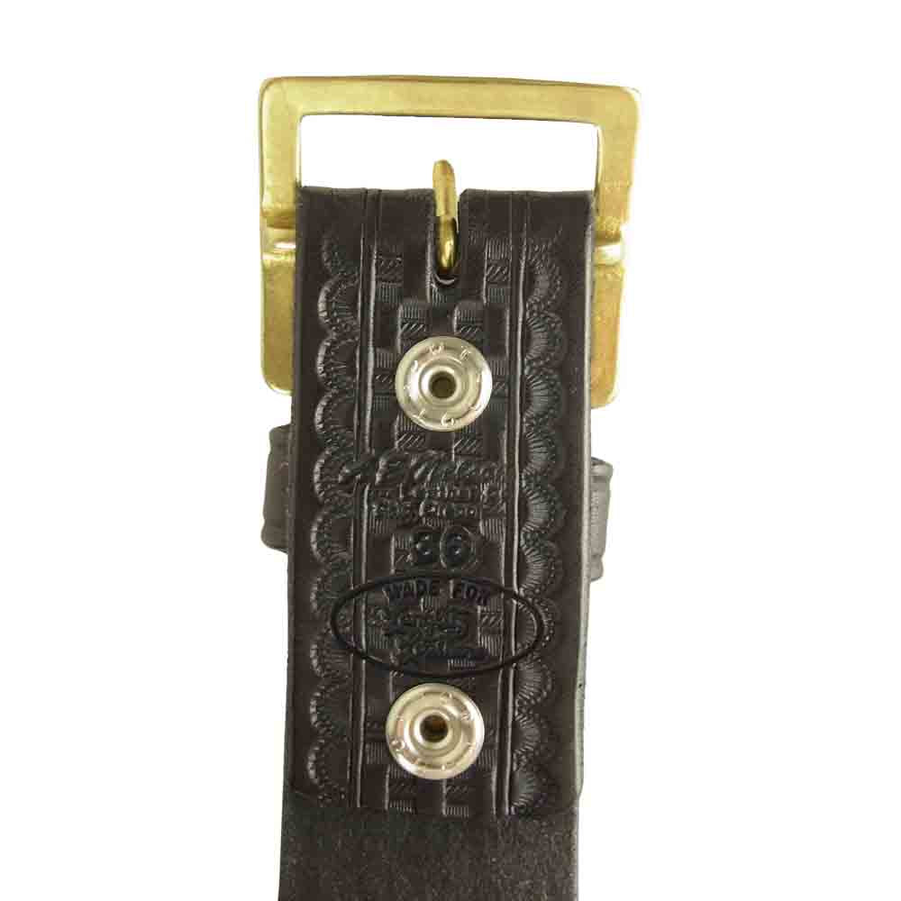 LANGLITZ LEATHERS ラングリッツレザーズ × AE ネルソン Basketwave 型押し レザー ベルト ブラック ブラック系 36【中古】
