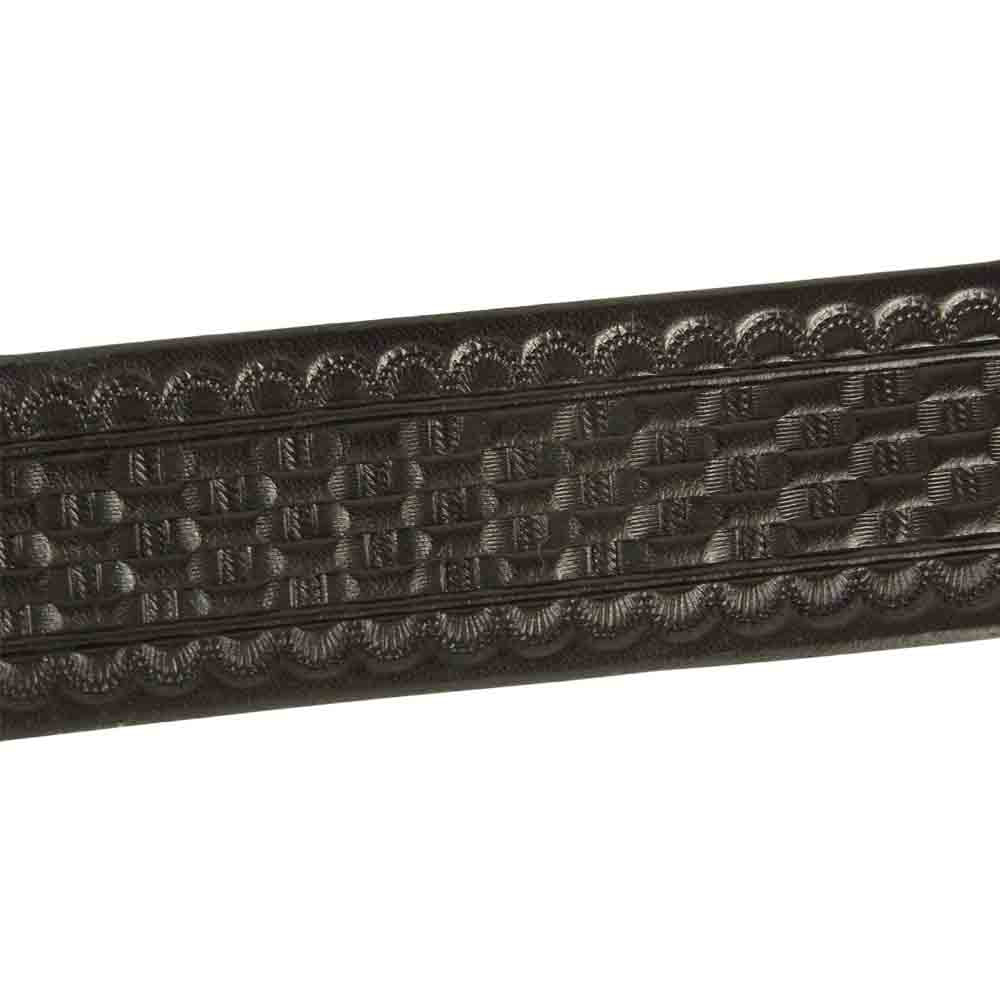 LANGLITZ LEATHERS ラングリッツレザーズ × AE ネルソン Basketwave 型押し レザー ベルト ブラック ブラック系 36【中古】
