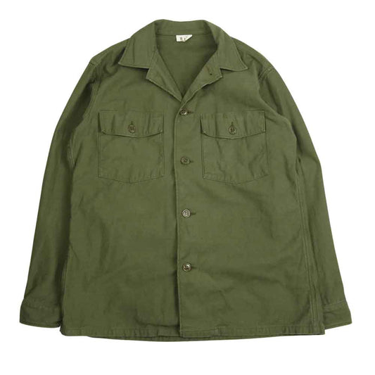 The REAL McCOY'S ザリアルマッコイズ SHIRTS MAN'S COTTON SATEEN GREEN SHADE 107 ユーティリティ シャツ ミリタリー シャツ カーキ系 16【中古】
