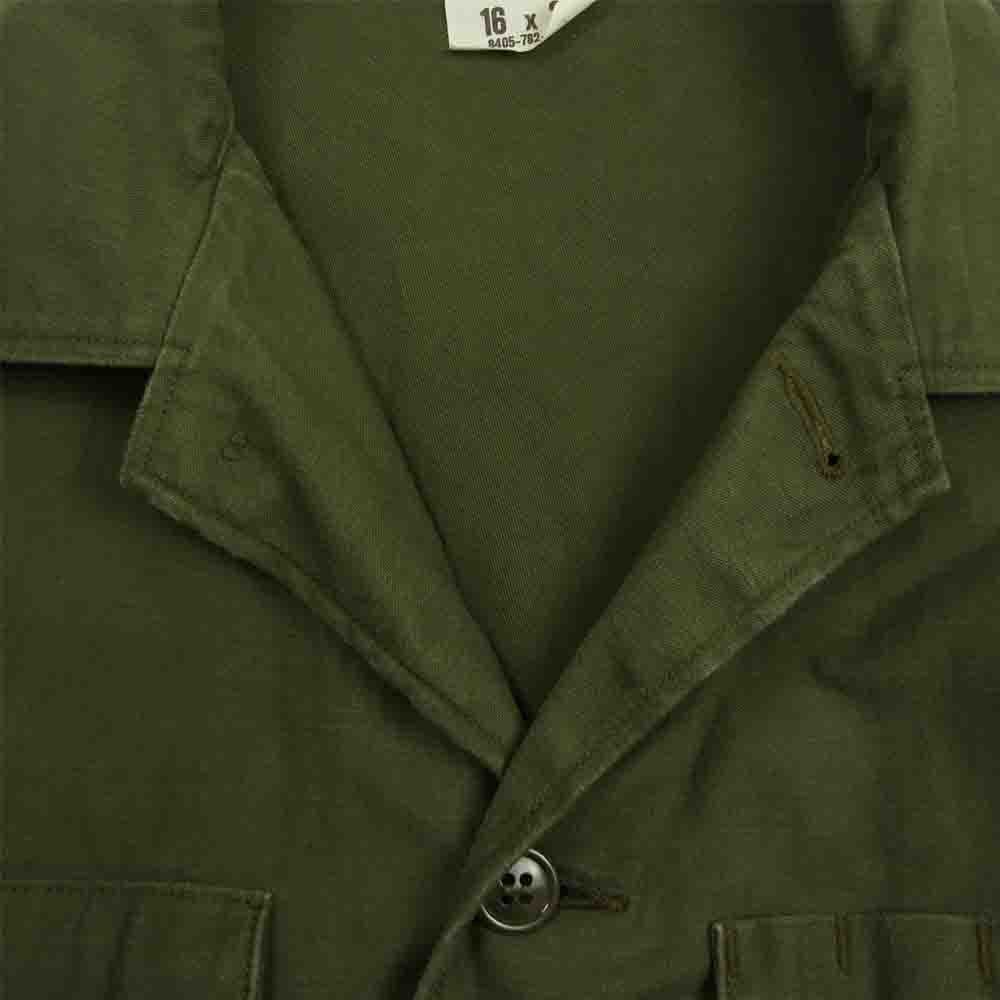 The REAL McCOY'S ザリアルマッコイズ SHIRTS MAN'S COTTON SATEEN GREEN SHADE 107 ユーティリティ シャツ ミリタリー シャツ カーキ系 16【中古】