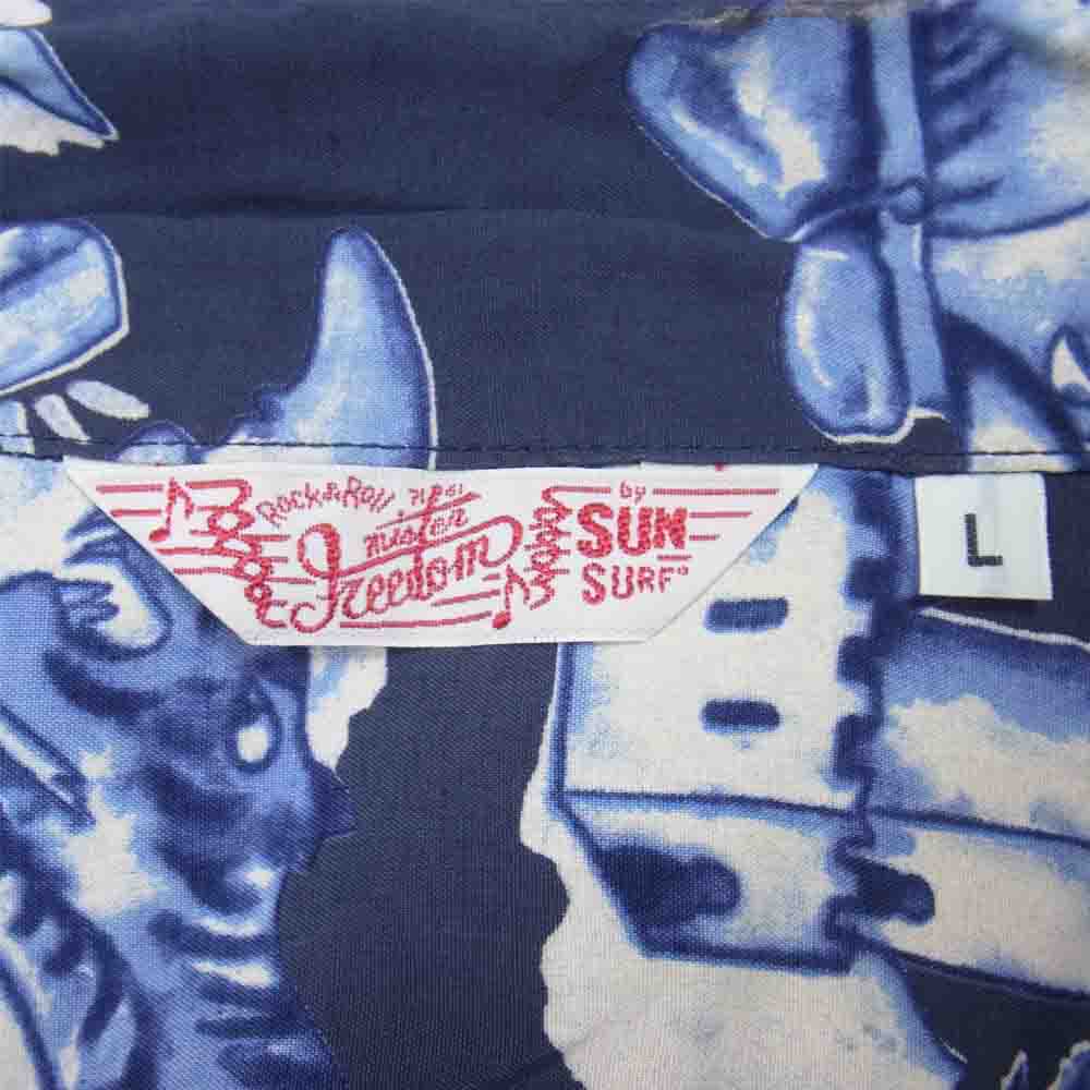 MR.FREEDOM ミスターフリーダム × SUN SURF サンサーフ ロックンロール シャツ Biribi アロハシャツ ネイビー系 L【中古】
