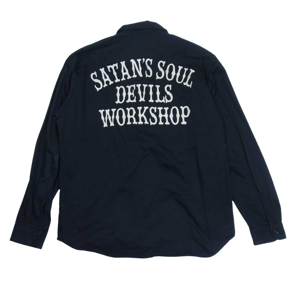 WACKO MARIA ワコマリア SATAN'S SOUL DEVIL'S WORKSHOP 刺繍 ワーク シャツ ブラック系 XL【中古】