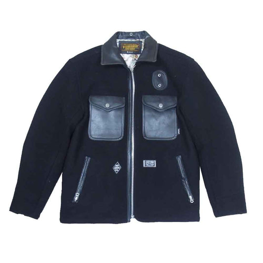 NEIGHBORHOOD ネイバーフッド 092NWNH-JKM06 PIGS レザーコンビ メルトン ポリスマンジャケット ブラック系 M【中古】