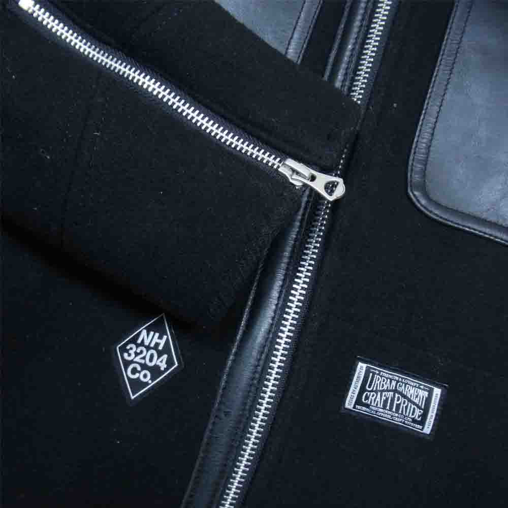 NEIGHBORHOOD ネイバーフッド 092NWNH-JKM06 PIGS レザーコンビ メルトン ポリスマンジャケット ブラック系 M【中古】