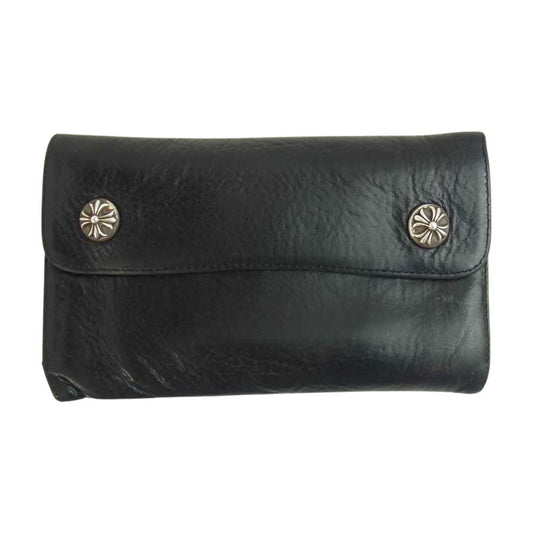CHROME HEARTS クロムハーツ（原本有） WAVE WALLET ウェーブウォレット クロスボールボタン ブラック系【中古】